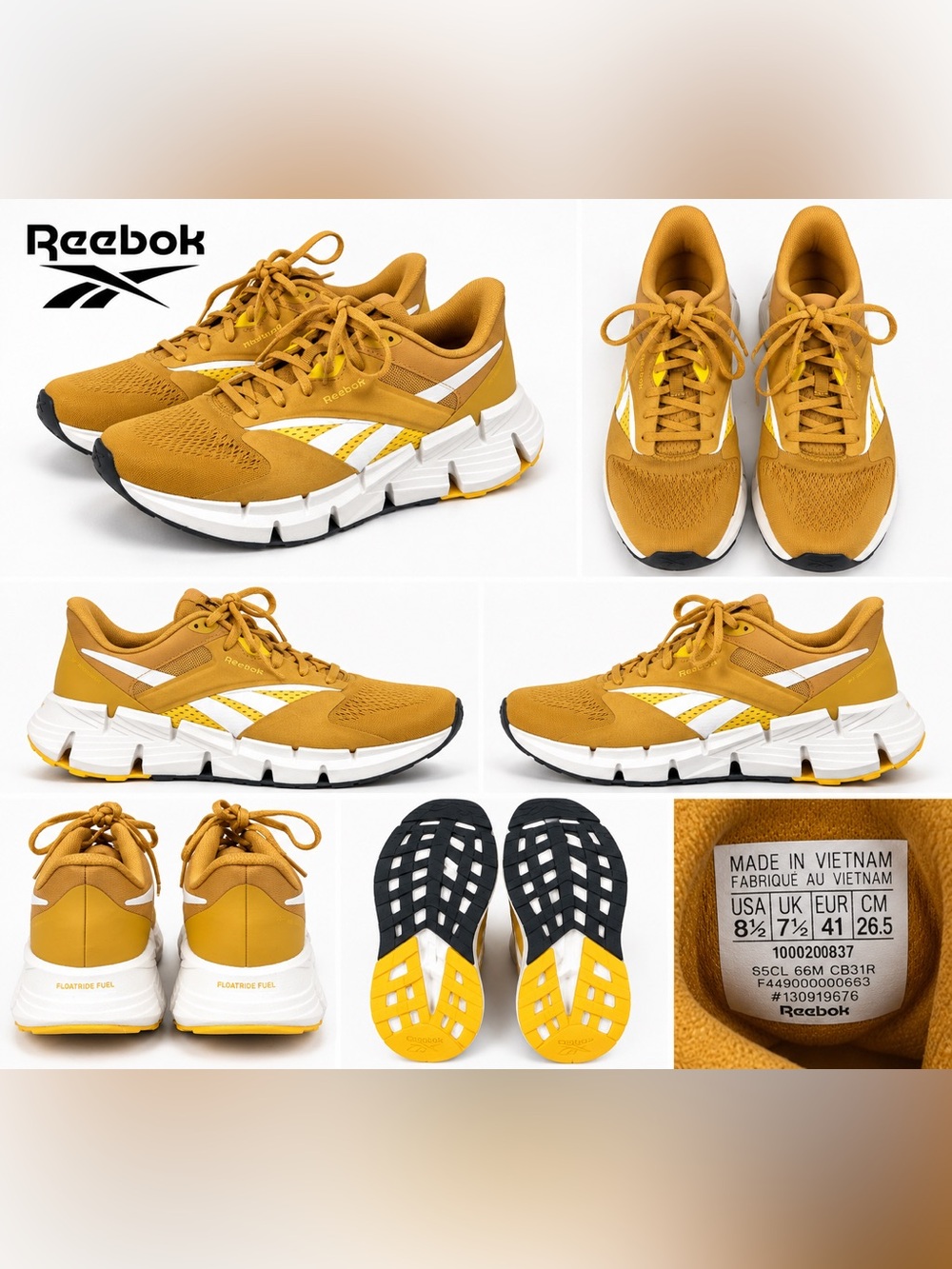 Reebok Zig Dynamica 5 Floatride Fuel Mustard Yellow Running Sneakers Women’s 8.5
